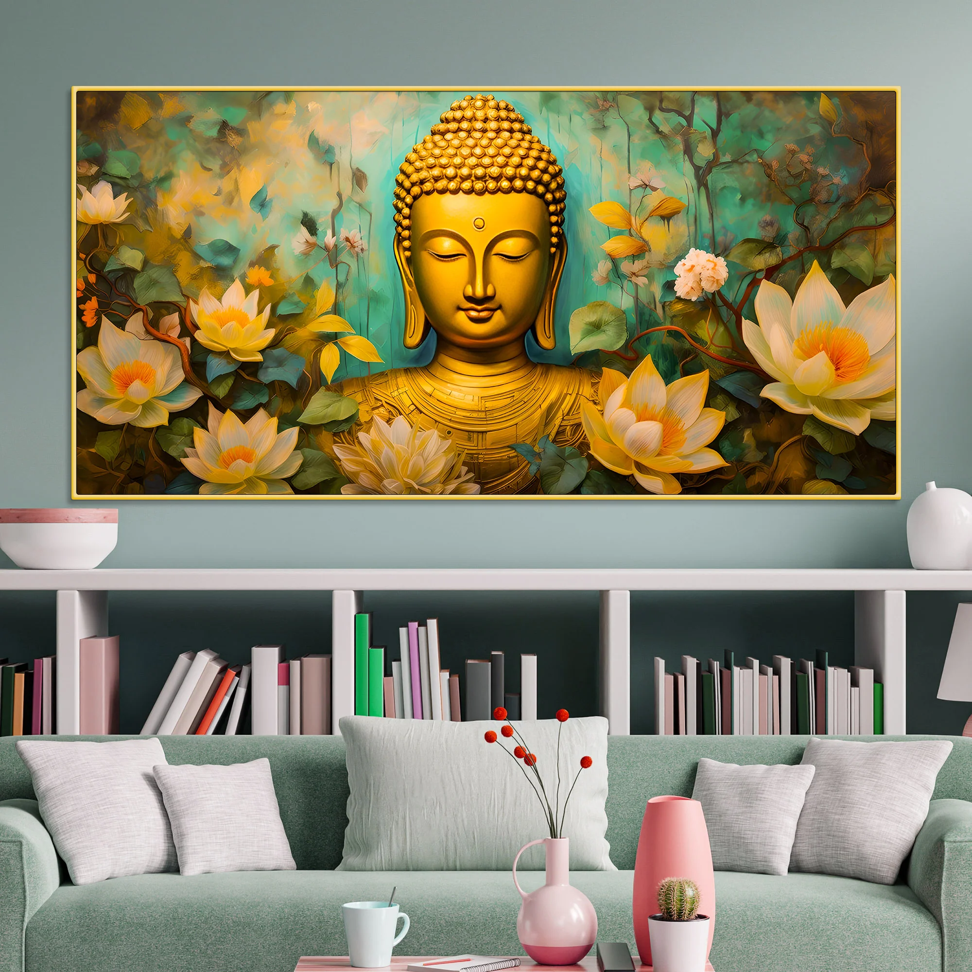 Buddha Lotus Wall Painting for Meditation Space - Image 2