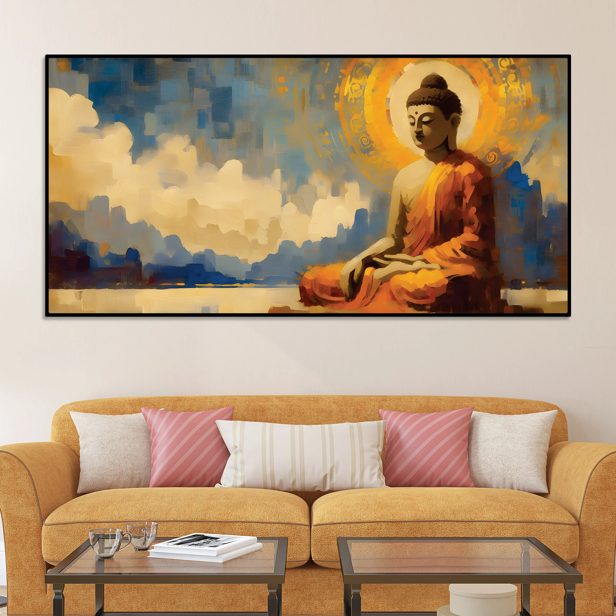 Buddha Meditation Wall Painting – Modern Luxury Decor