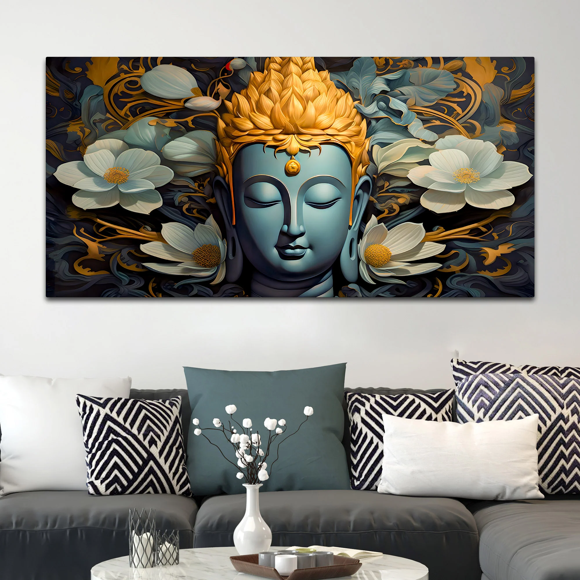Buddha Serenity Canvas Painting for Positive Home Vibes - Image 3