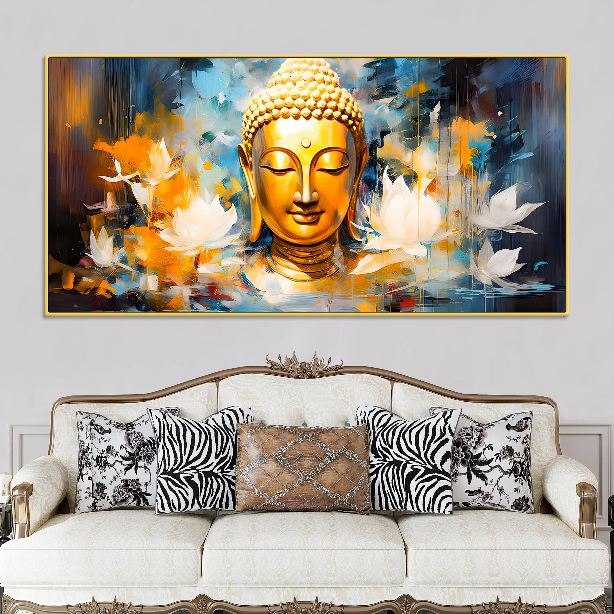 Buddha Spiritual Canvas Wall Painting for Office & Living Room