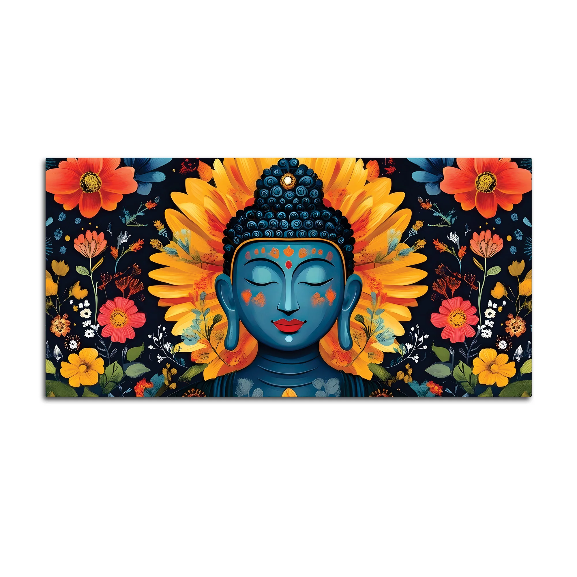 Buddha Wall Art with Floral Design – Peaceful Canvas Painting - Image 5