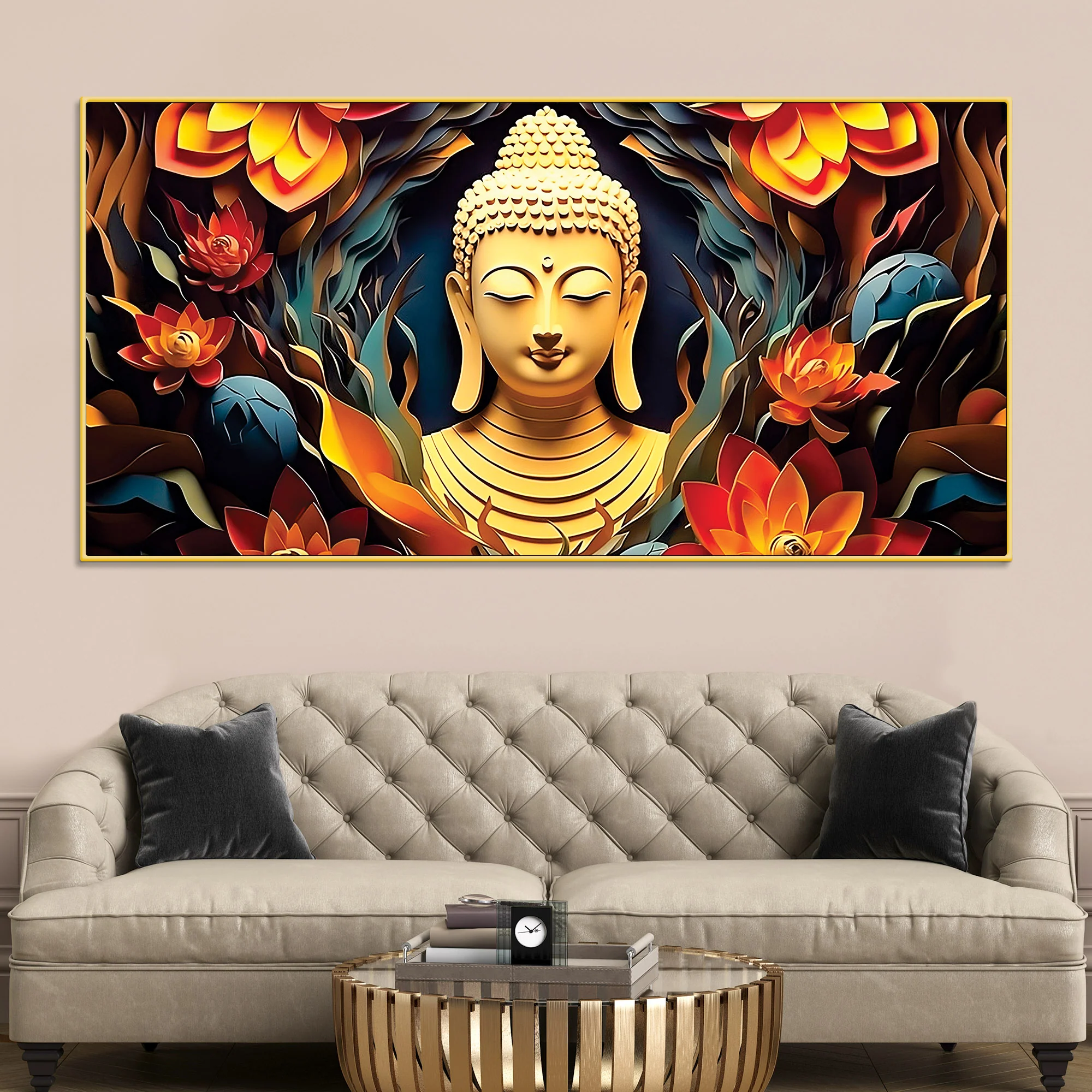 Buddha Wall Painting for Home Decor – Spiritual Artwork - Image 2