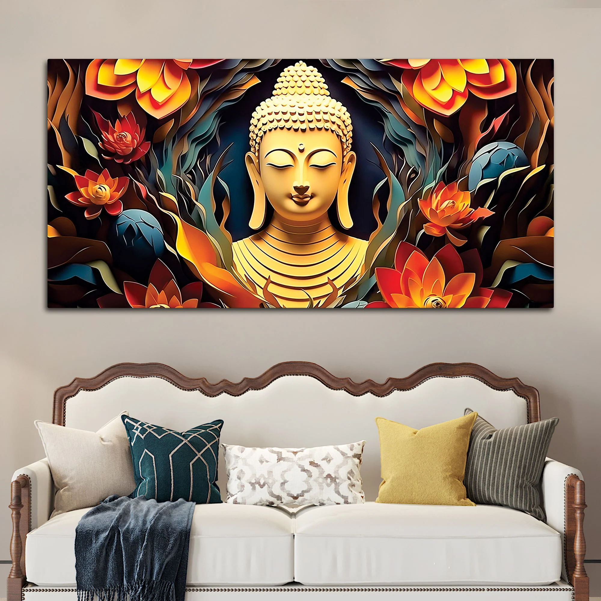 Buddha Wall Painting for Home Decor – Spiritual Artwork - Image 3