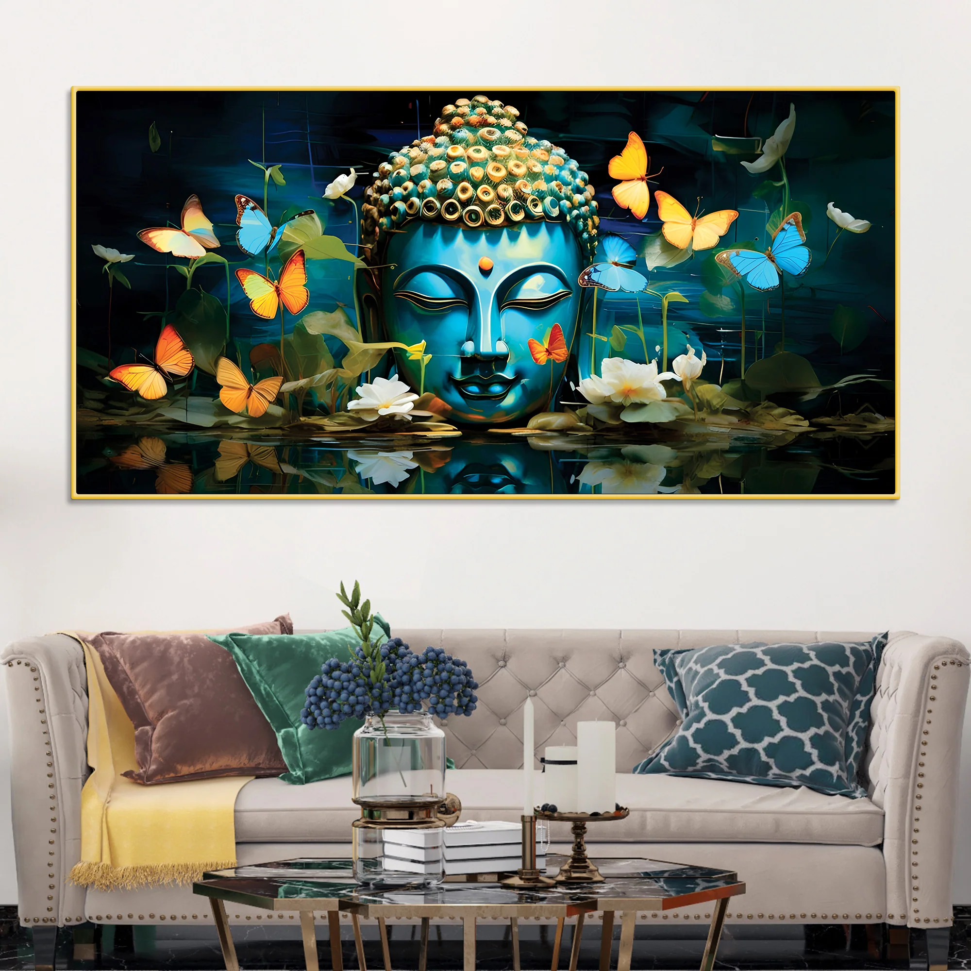 Buddha Wall Painting for Living Room – Calm Vibes Art - Image 2