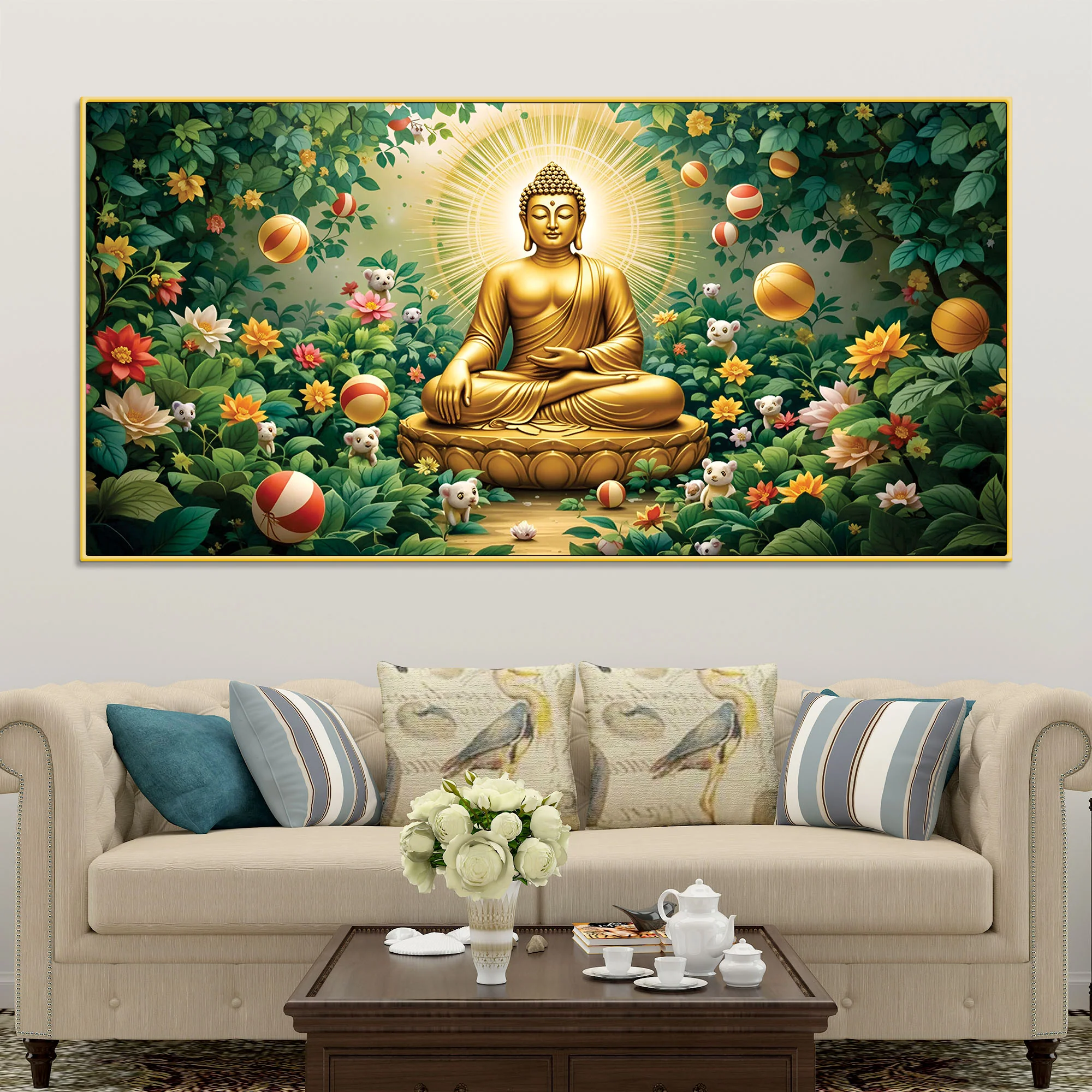 Buddha Wall Painting for Spiritual Interior Décor
