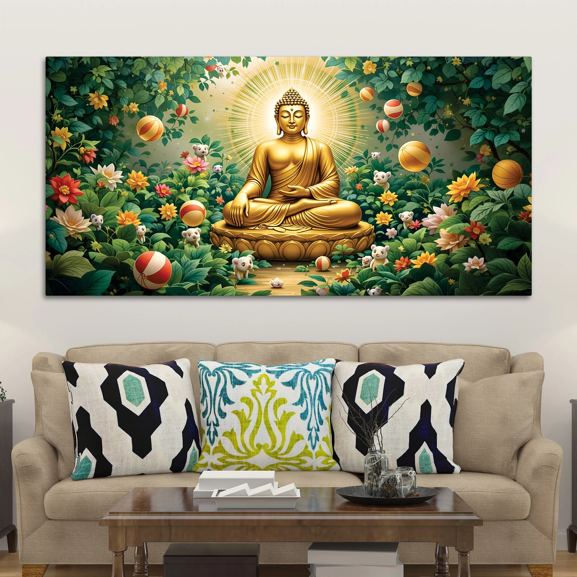 Buddha Wall Painting for Spiritual Interior Décor - Image 3