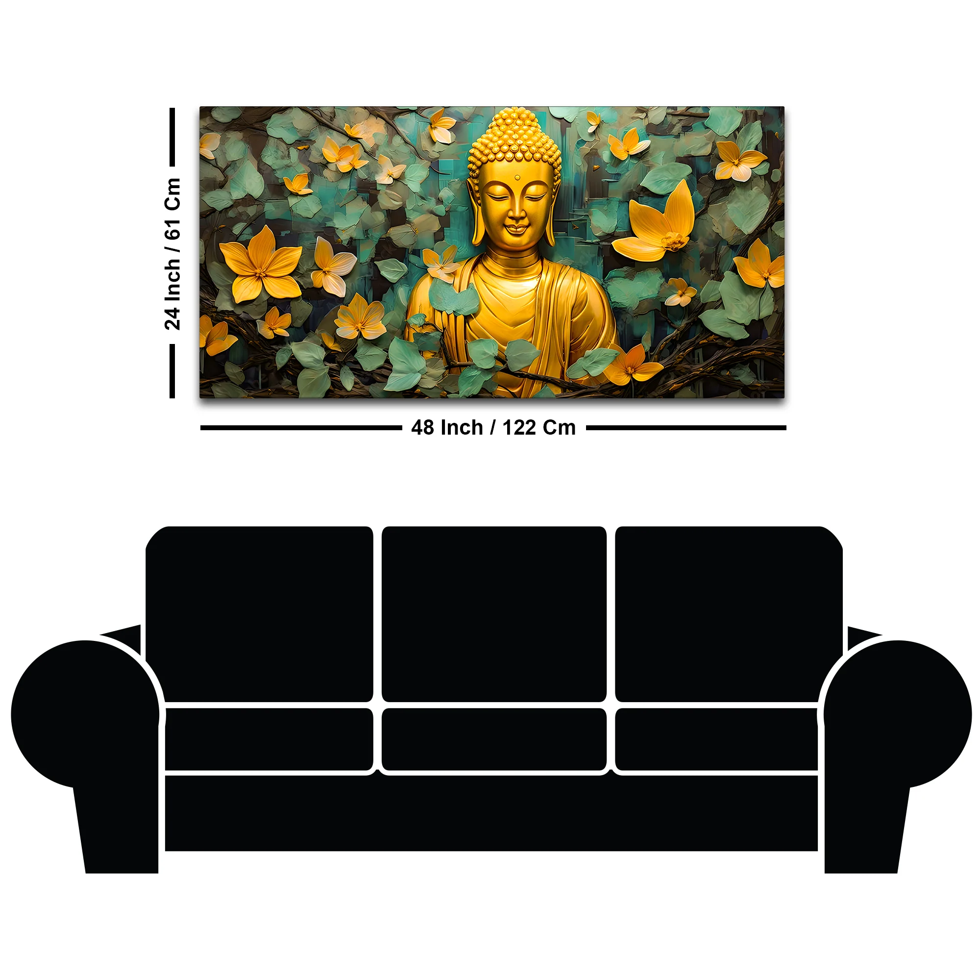 Buddha Wall Painting with Floral Leaves for Peace - Image 8