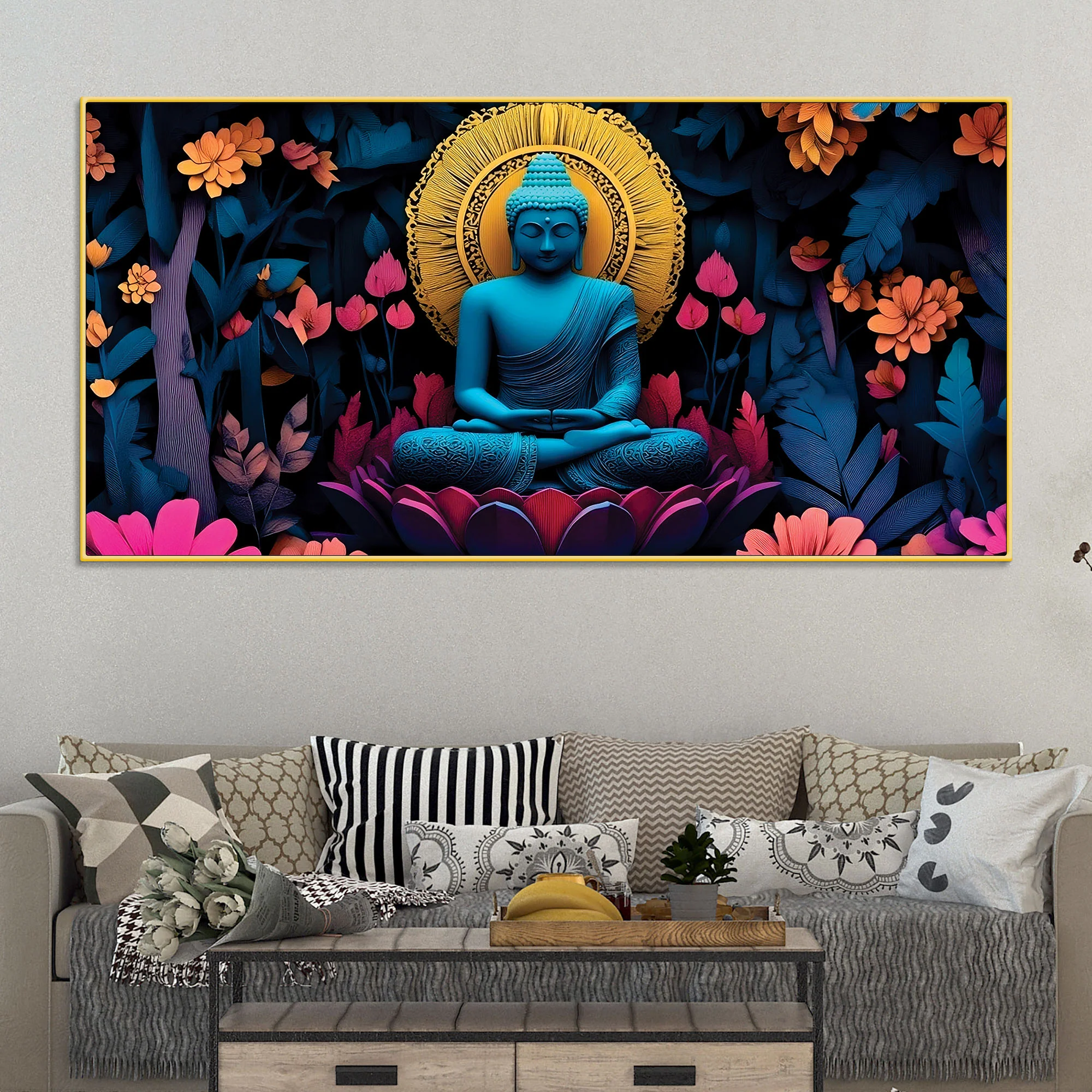 Buddha Floral Painting for Meditation Spaces - Image 2