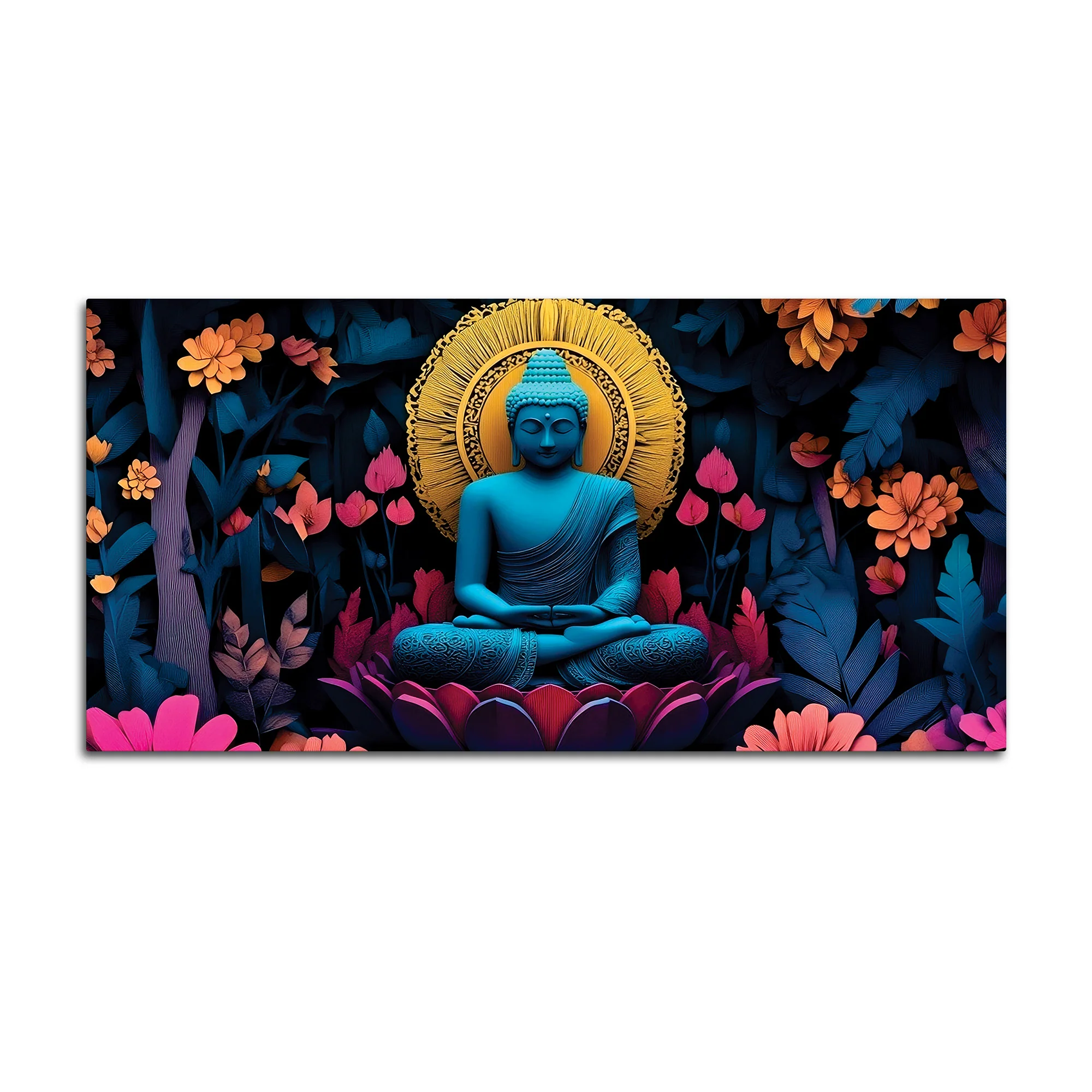 Buddha Floral Painting for Meditation Spaces - Image 4