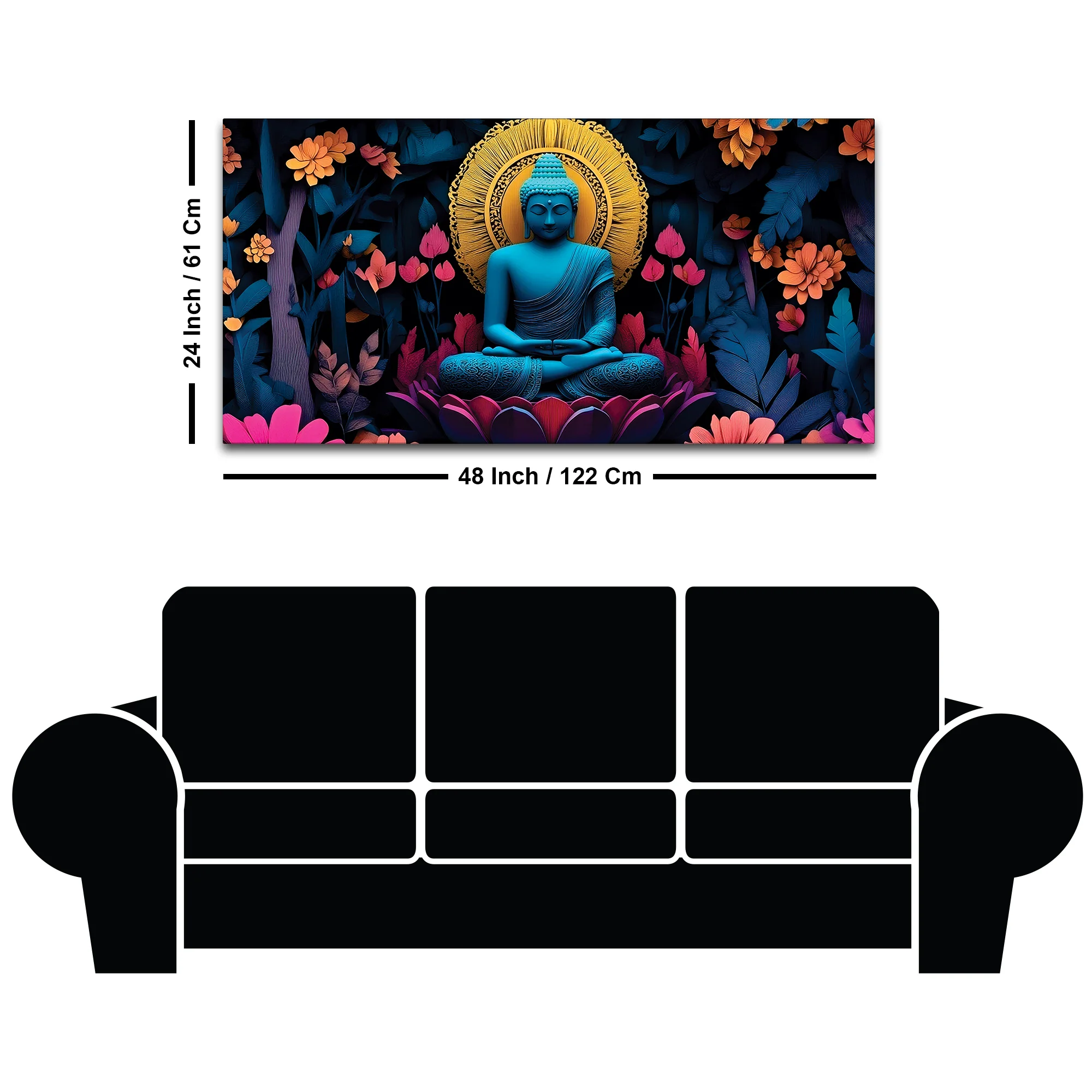 Buddha Floral Painting for Meditation Spaces - Image 8