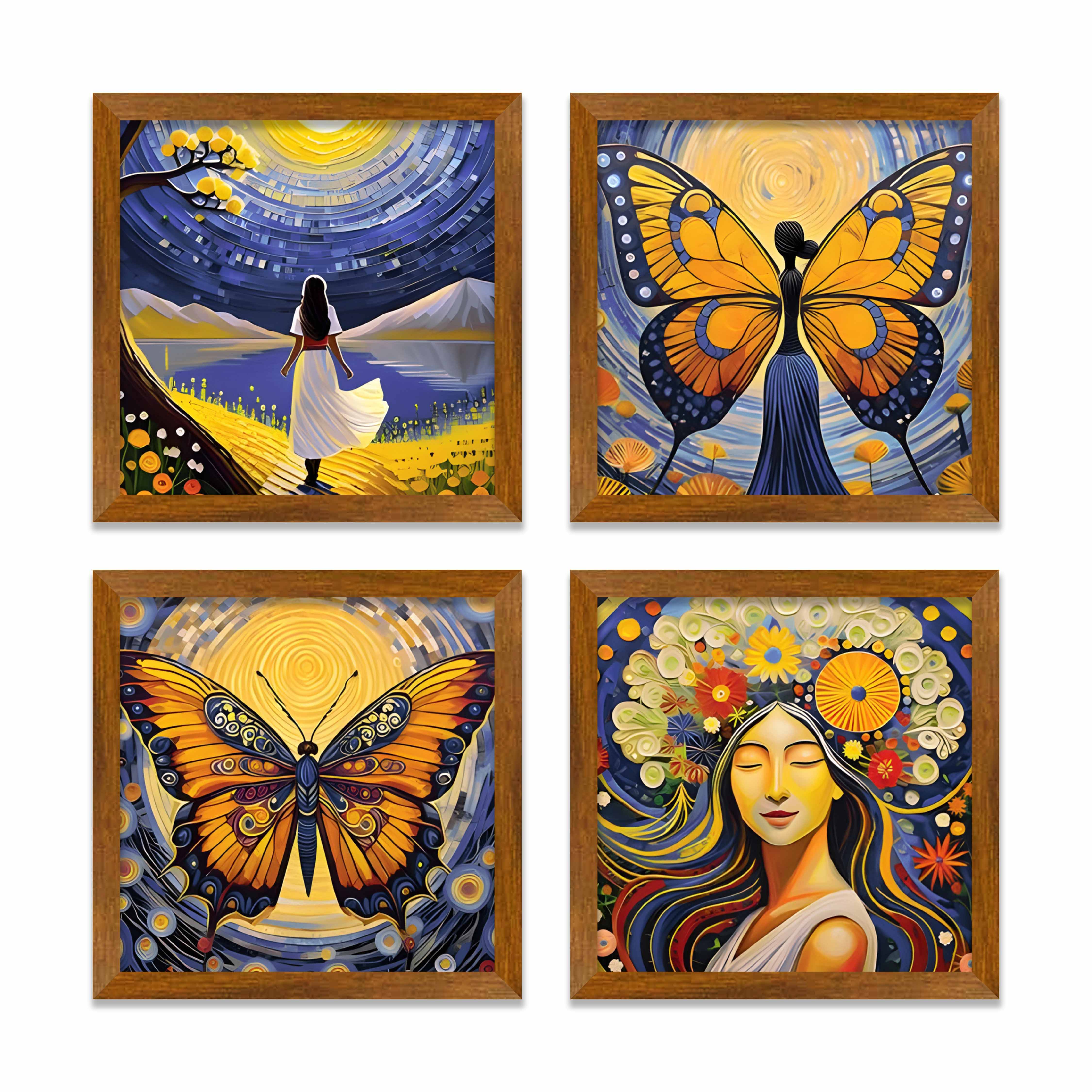 Butterflies Modern Art Wall Frame Set of Four - Image 3
