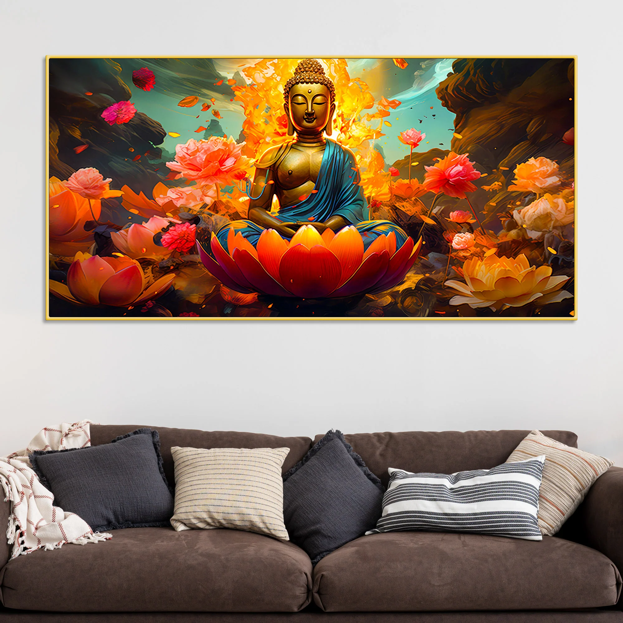 Calm & Peaceful Buddha Canvas Painting for Home Walls