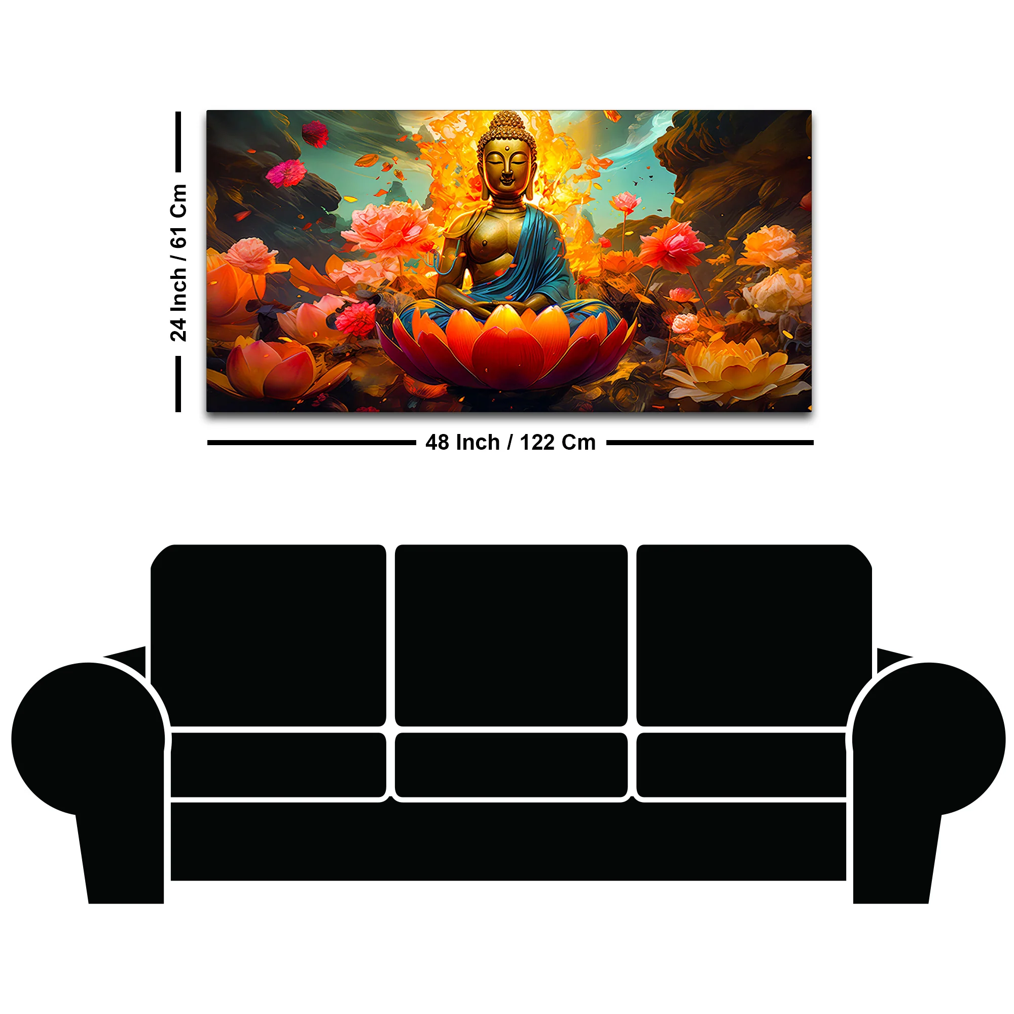 Calm & Peaceful Buddha Canvas Painting for Home Walls - Image 8