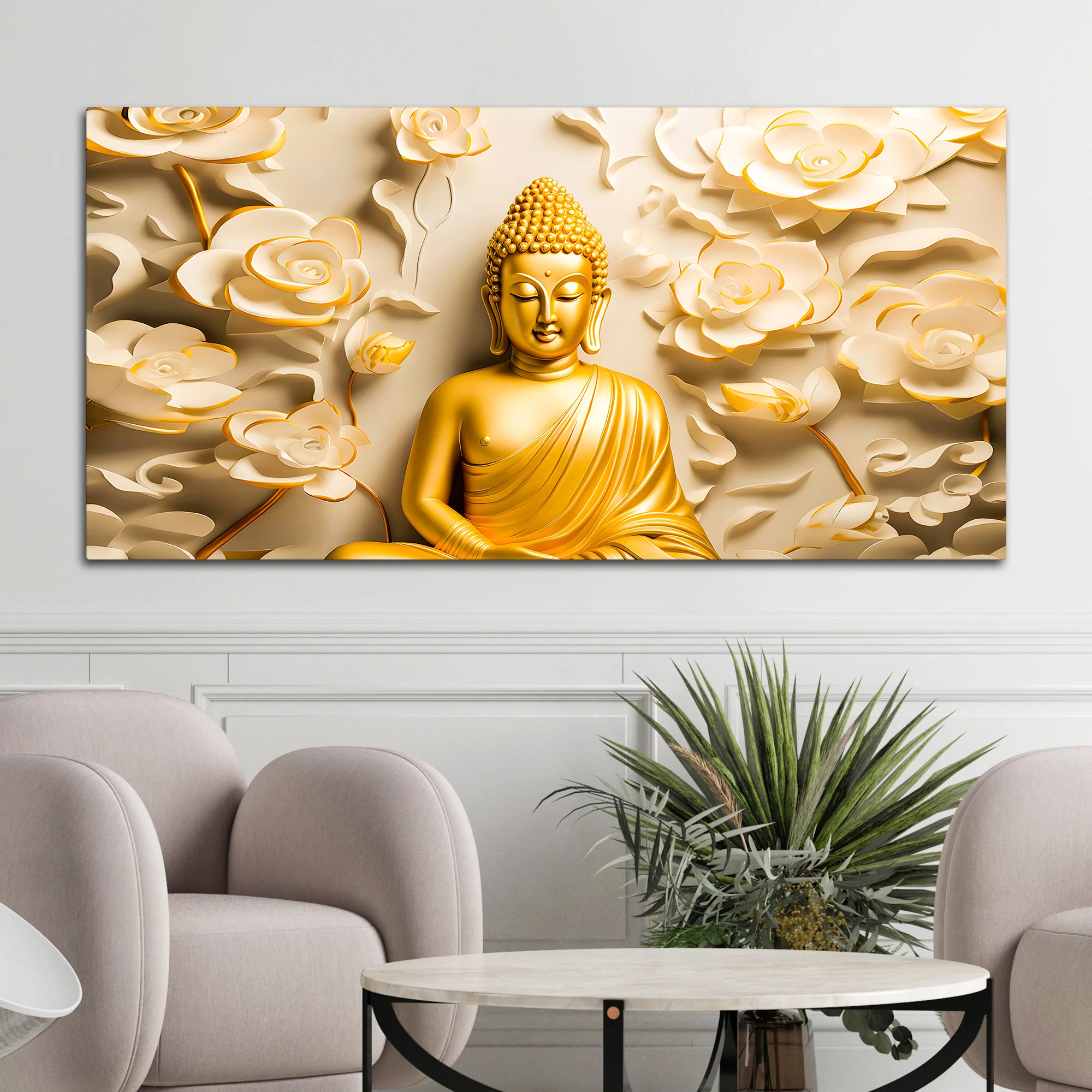 Calm & Positive Buddha Wall Painting for Spiritual Decor - Image 3