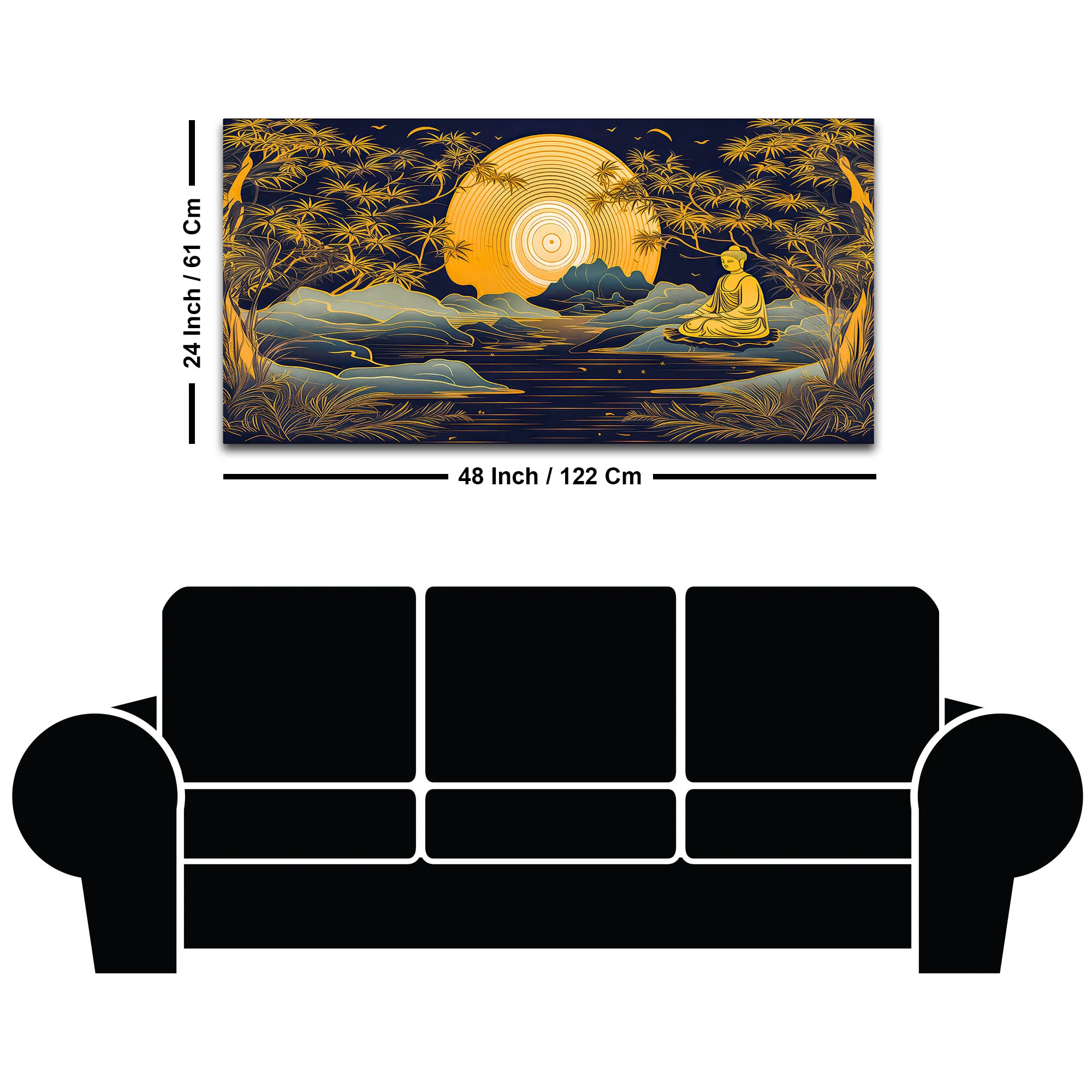 Calming Buddha Canvas Painting with Moonlight & Nature - Image 8