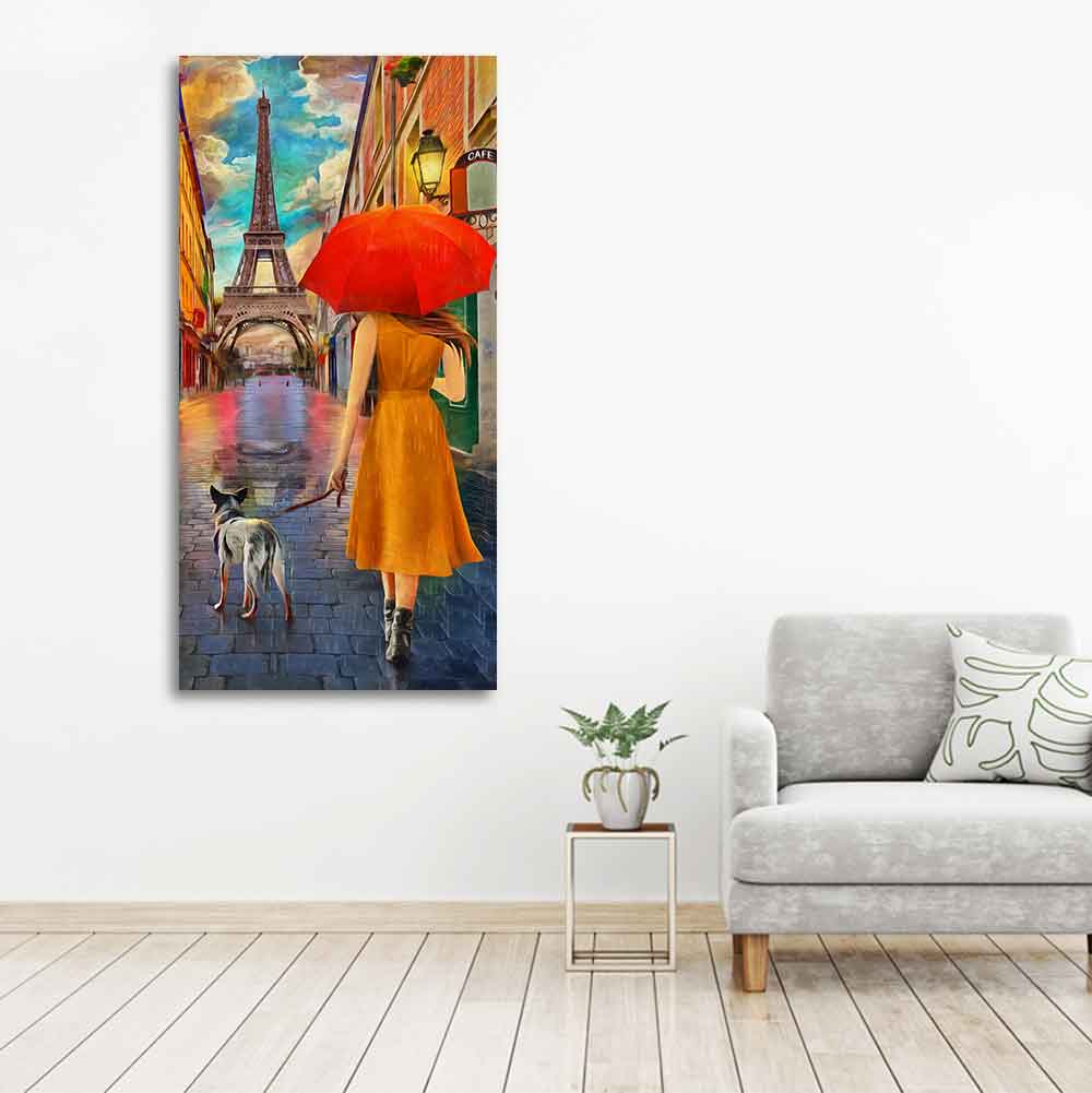 Canvas Wall Hanging Painting Rainy Day Street View of Paris - Image 3