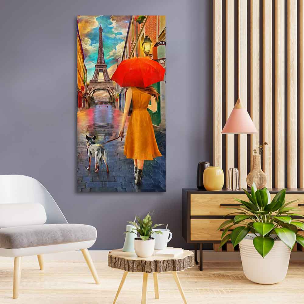 Canvas Wall Hanging Painting Rainy Day Street View of Paris - Image 4