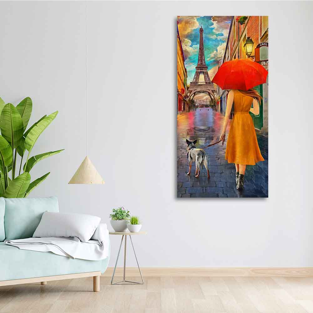 Canvas Wall Hanging Painting Rainy Day Street View of Paris - Image 5