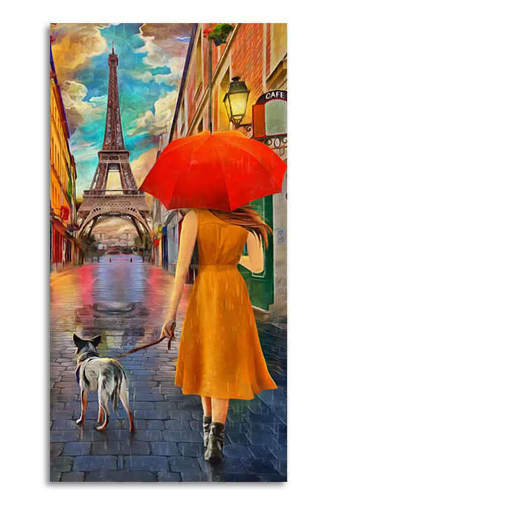 Canvas Wall Hanging Painting Rainy Day Street View of Paris - Image 6