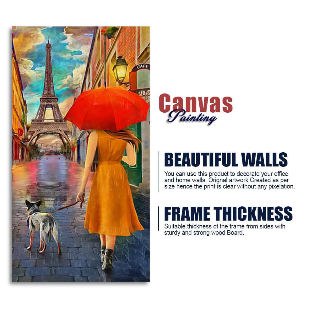 Canvas Wall Hanging Painting Rainy Day Street View of Paris - Image 8