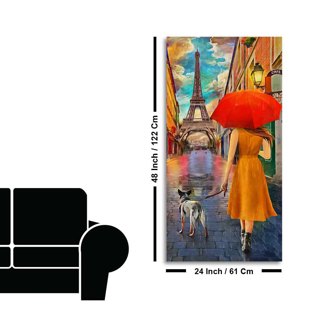Canvas Wall Hanging Painting Rainy Day Street View of Paris - Image 9
