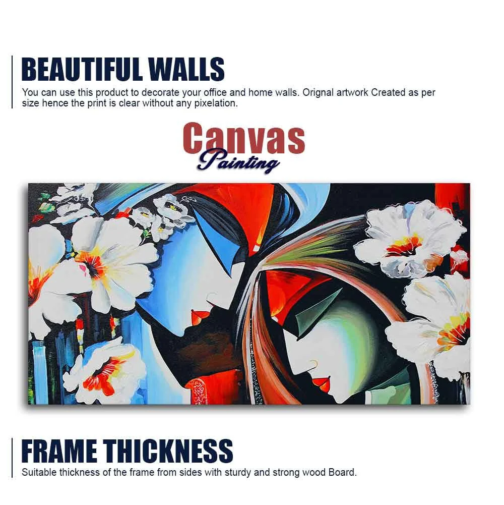 Canvas Wall Painting of Lord Radha Krishna Abstract Pattern - Image 6