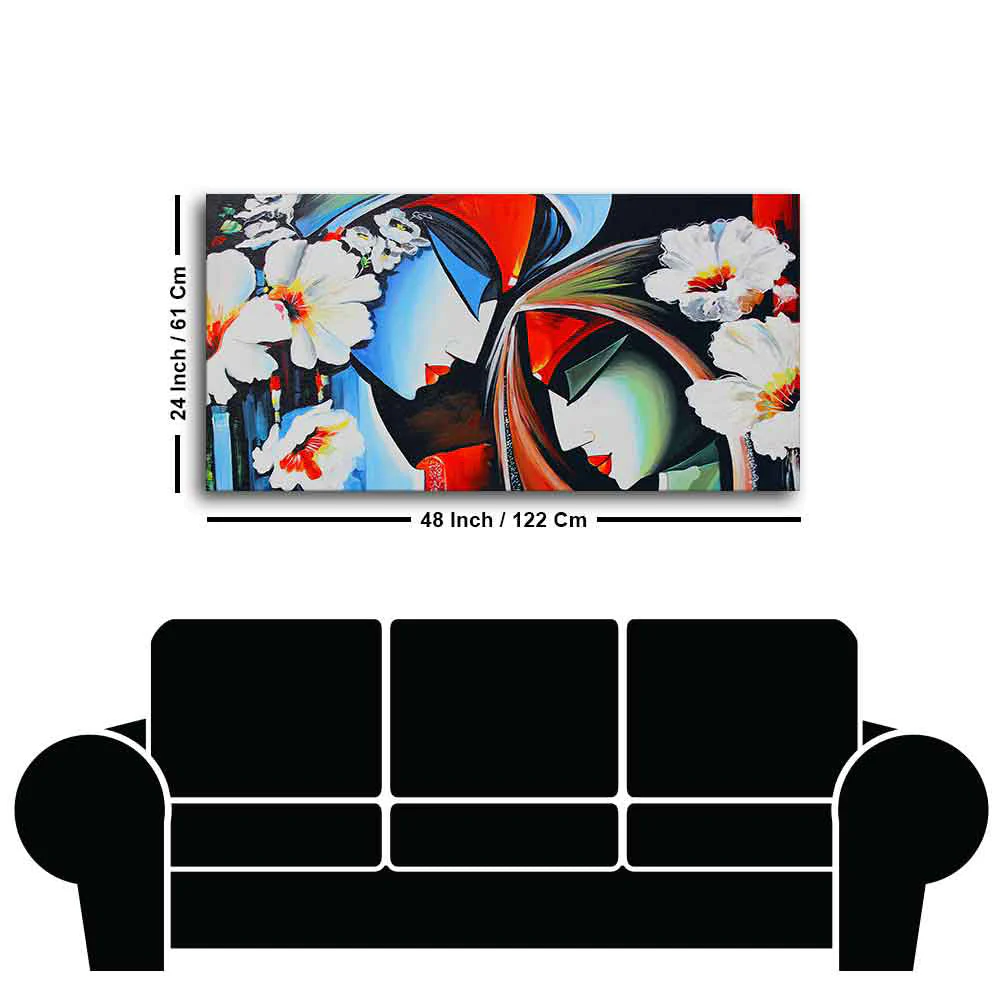 Canvas Wall Painting of Lord Radha Krishna Abstract Pattern - Image 7