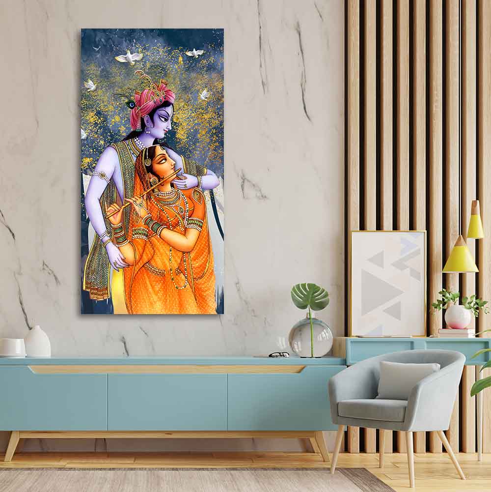 Canvas Wall Painting of Radhe Krishna - Image 3