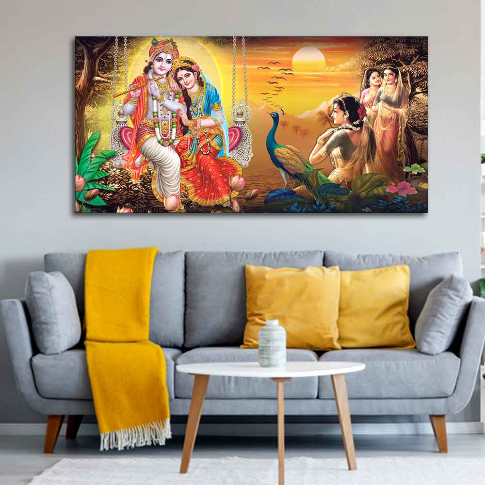 Canvas Wall Painting of Radhe Shyam in Forest - Image 2