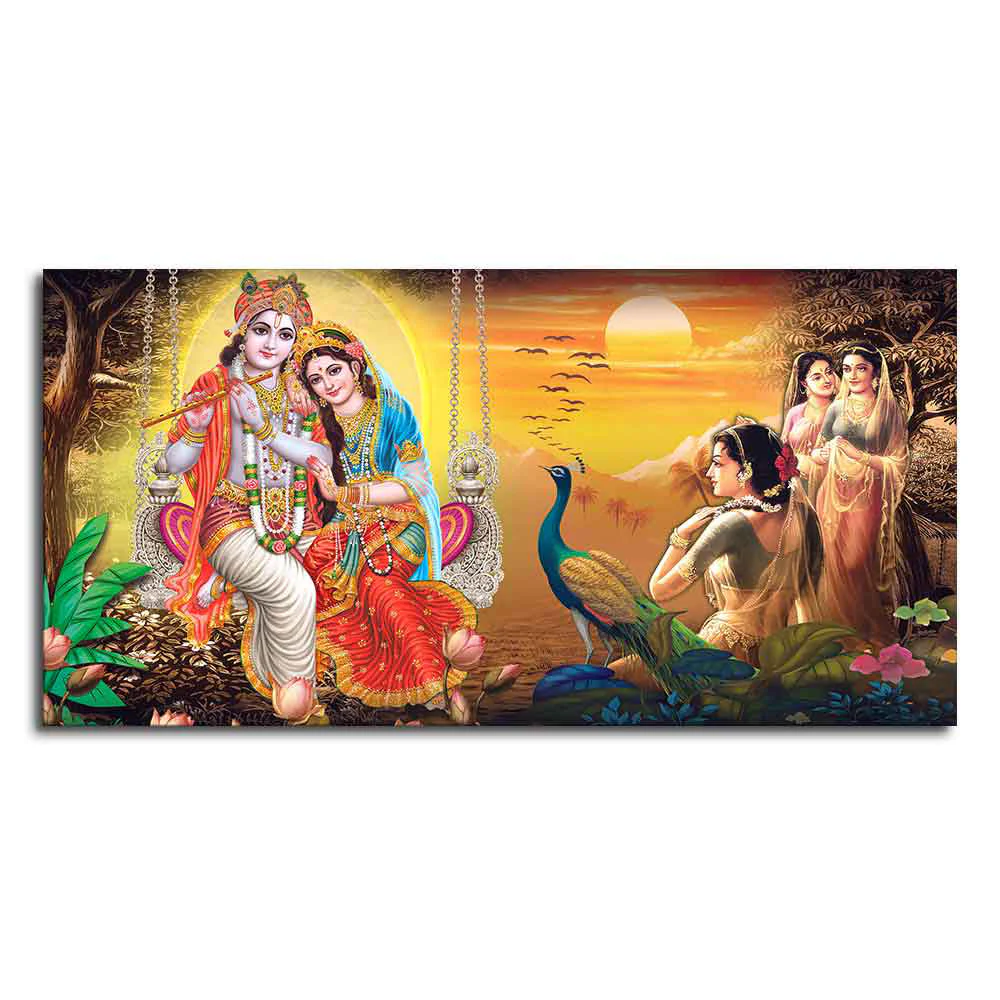 Canvas Wall Painting of Radhe Shyam in Forest - Image 4