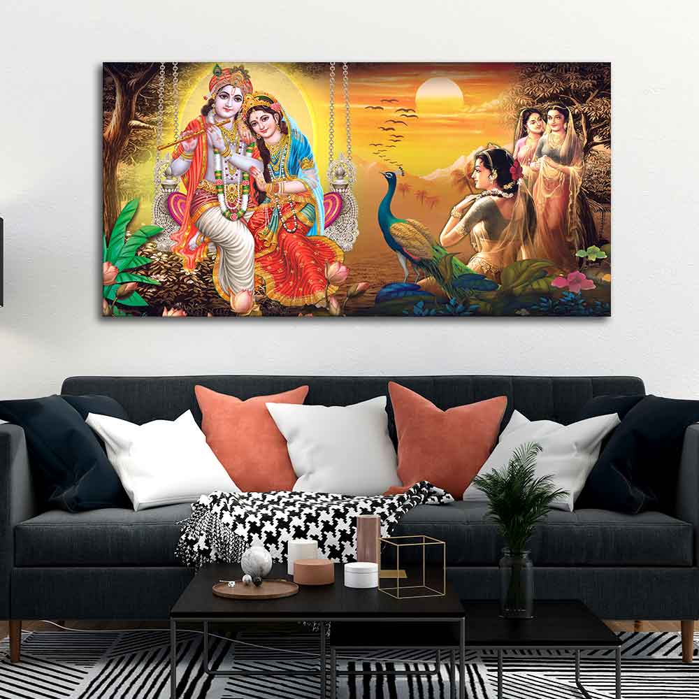 Canvas Wall Painting of Radhe Shyam in Forest - Image 5