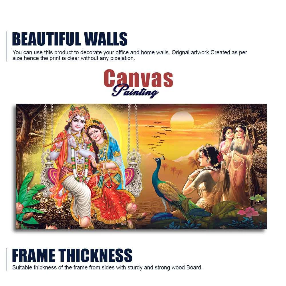 Canvas Wall Painting of Radhe Shyam in Forest - Image 6