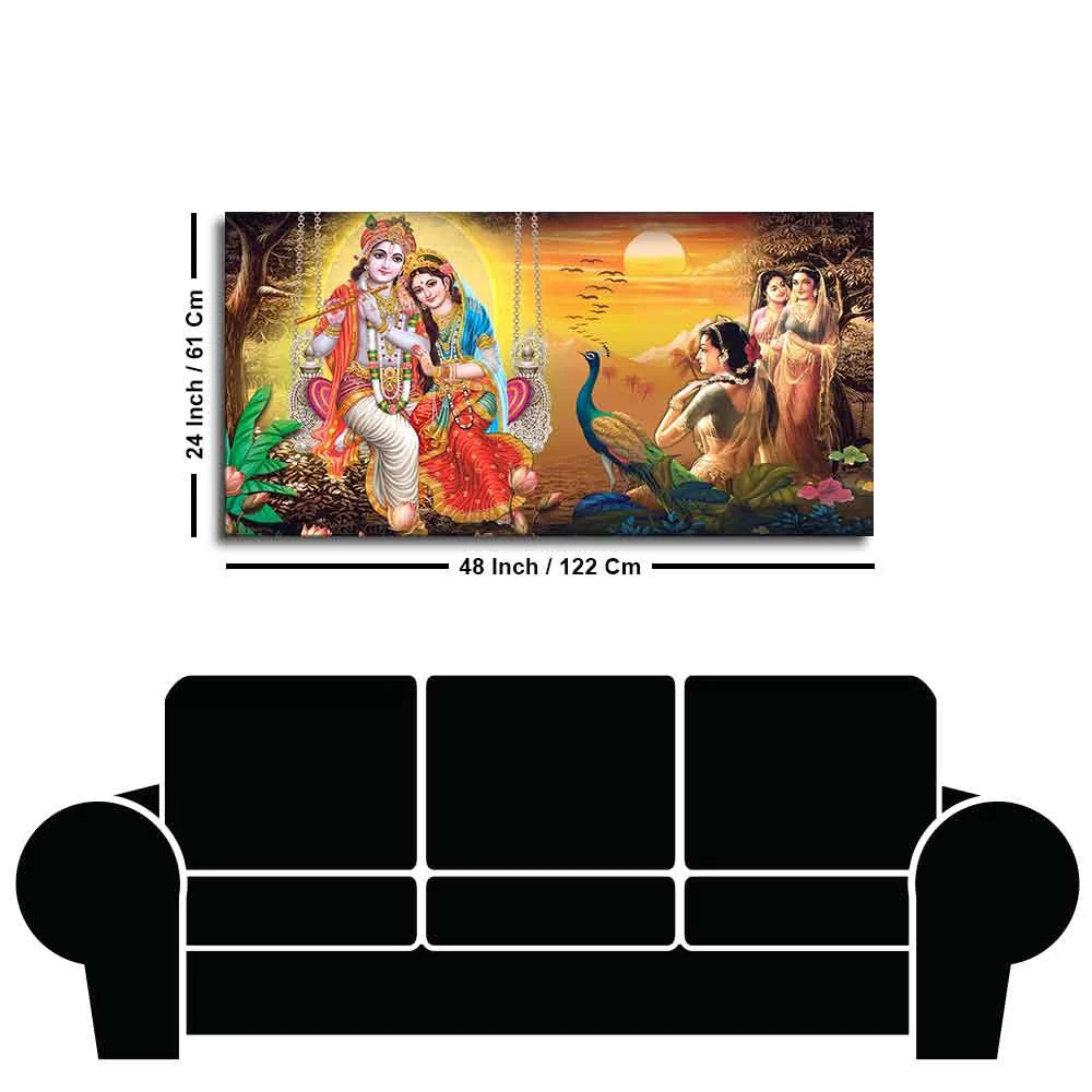Canvas Wall Painting of Radhe Shyam in Forest - Image 7
