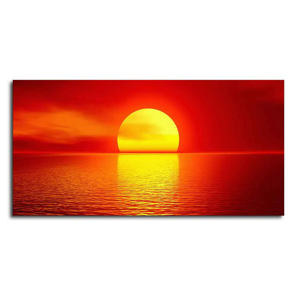 Canvas Wall Painting of Scarlet Sunset Over Ocean - Image 4
