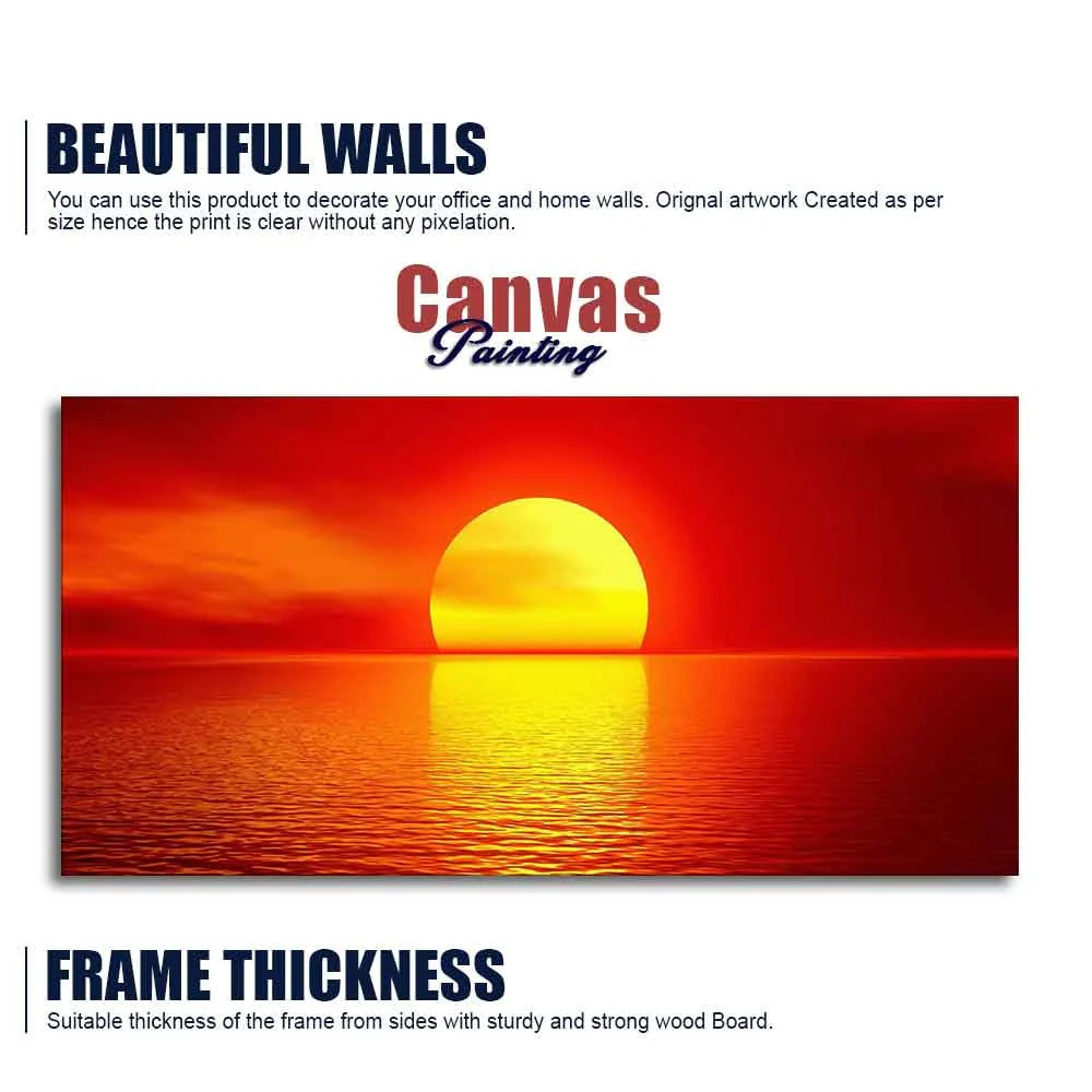 Canvas Wall Painting of Scarlet Sunset Over Ocean - Image 6