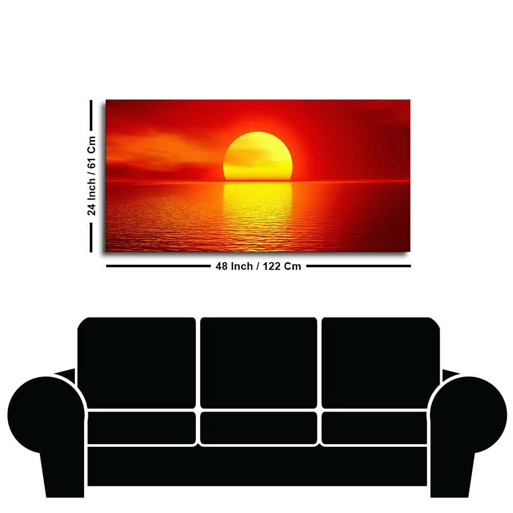 Canvas Wall Painting of Scarlet Sunset Over Ocean - Image 7