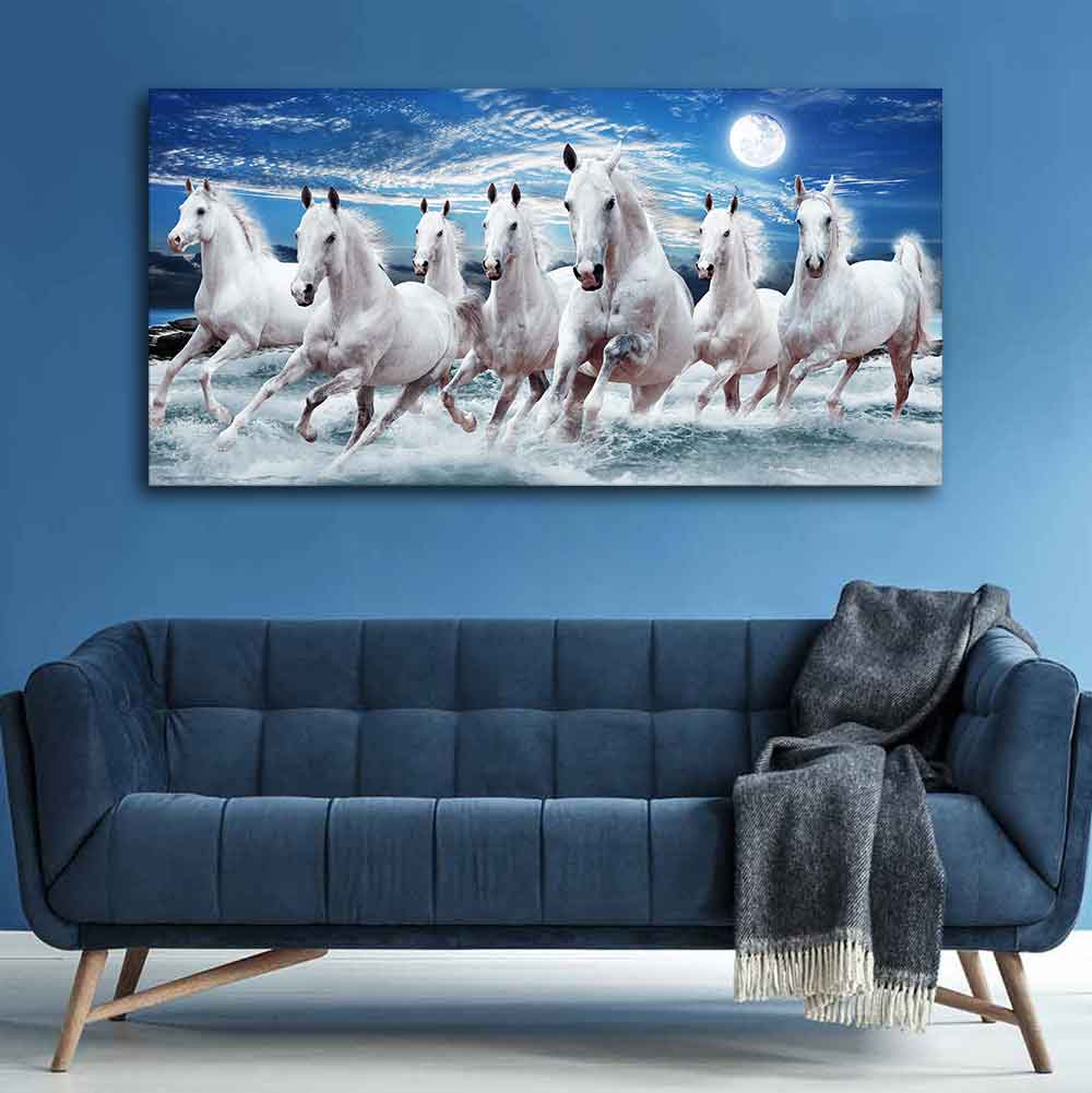 Seven Running Horses Wall Painting in Water - Image 2