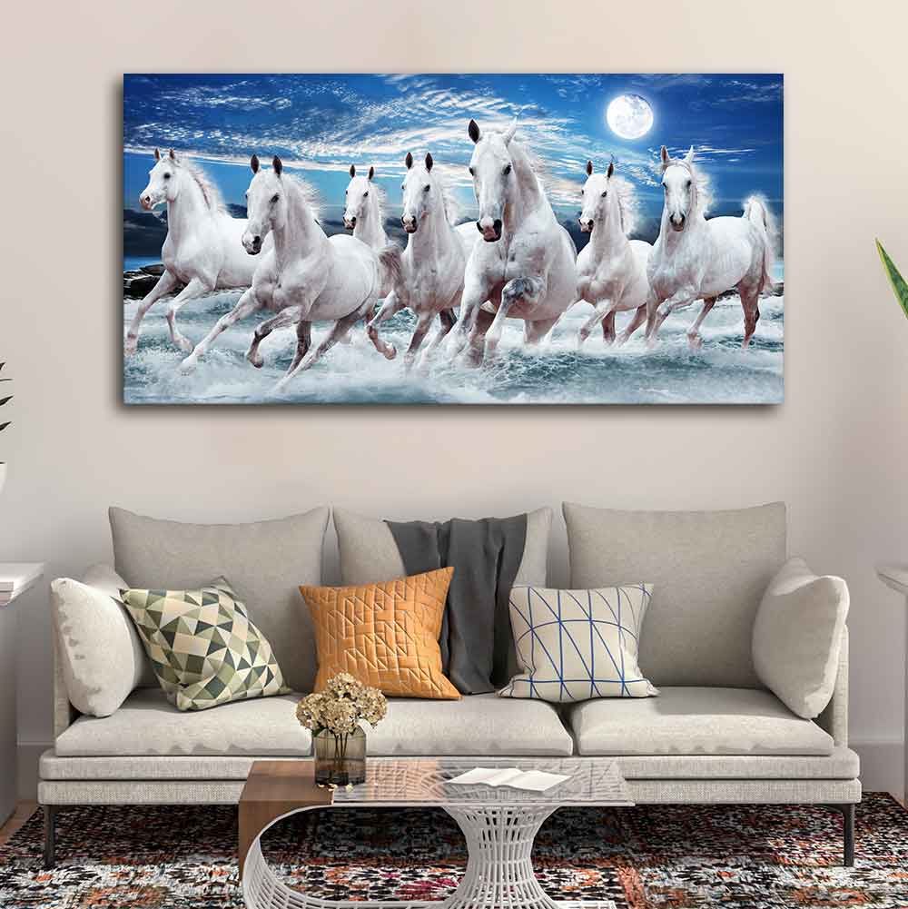 Seven Running Horses Wall Painting in Water - Image 3
