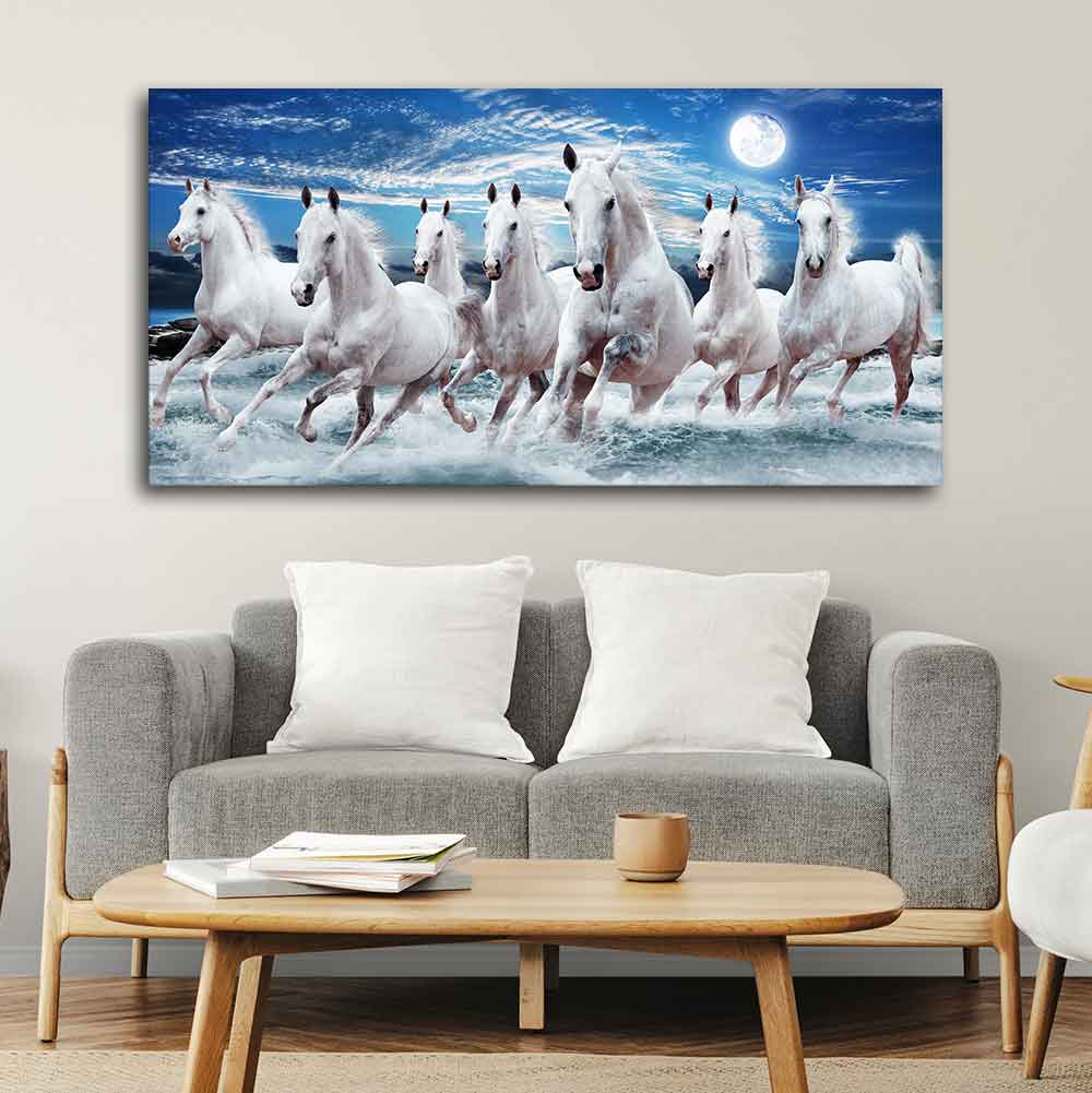 Seven Running Horses Wall Painting in Water - Image 4