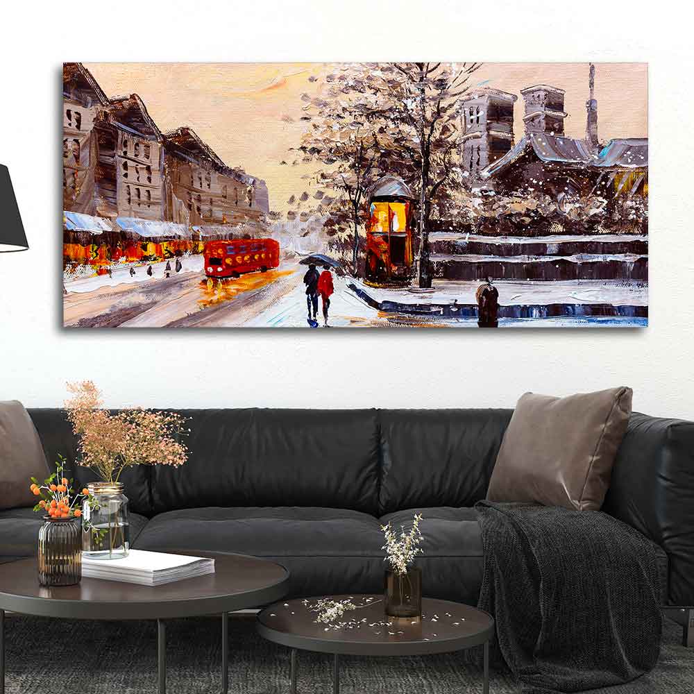 Canvas Wall Painting of Street view of London in Winters - Image 2