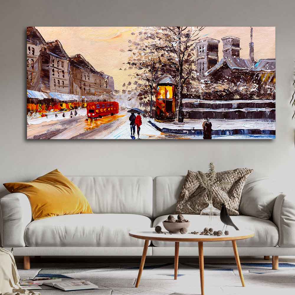 Canvas Wall Painting of Street view of London in Winters - Image 3