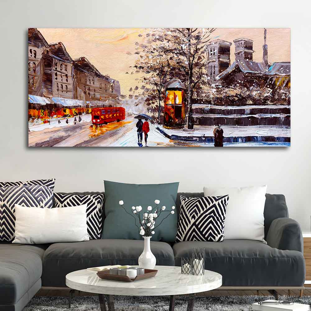 Canvas Wall Painting of Street view of London in Winters - Image 4