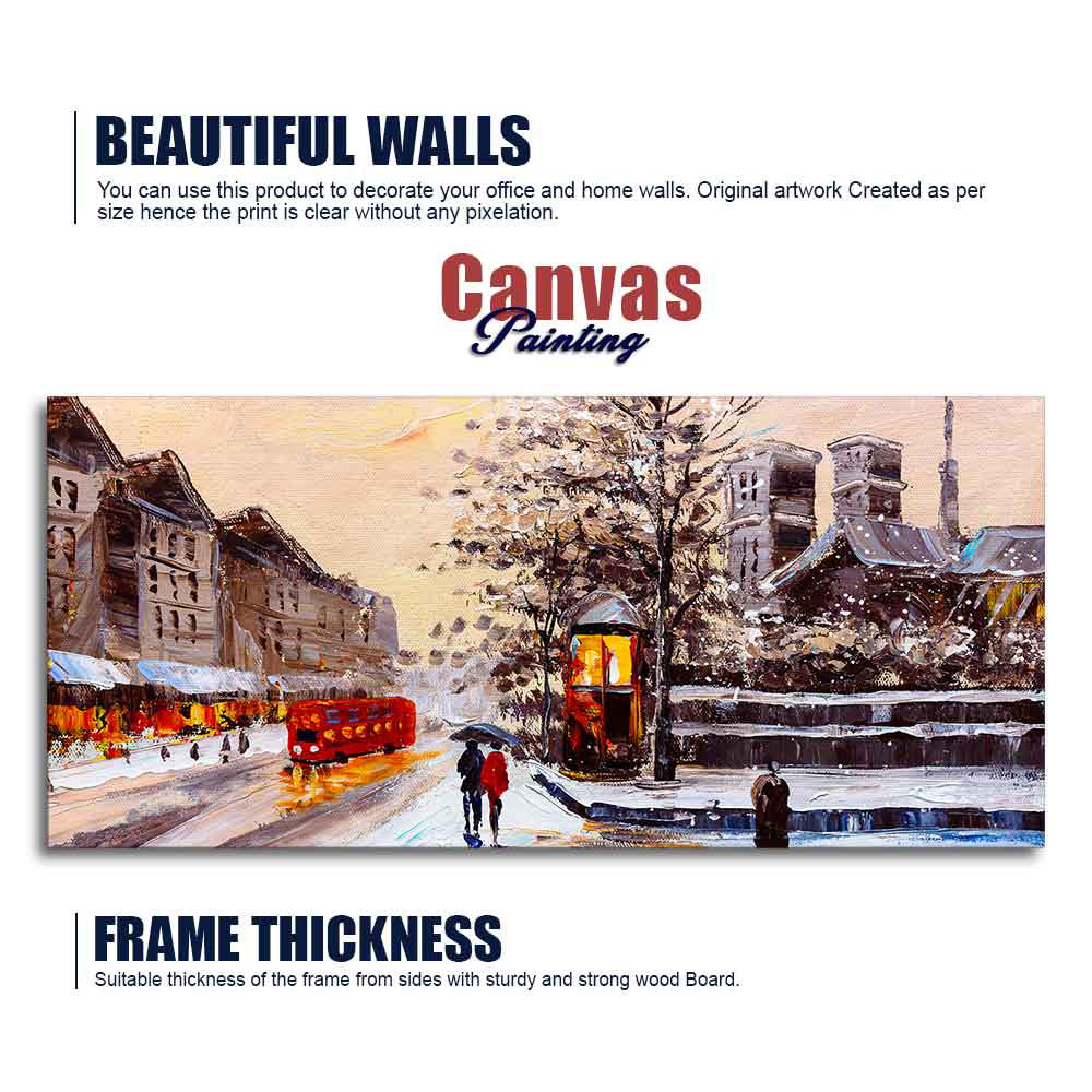 Canvas Wall Painting of Street view of London in Winters - Image 6