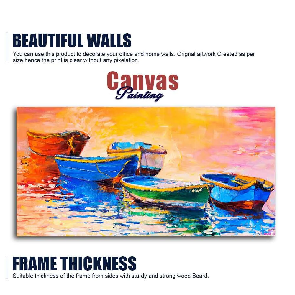 Canvas Wall Painting of The Colorful Boats in Shades of Sunset - Image 6