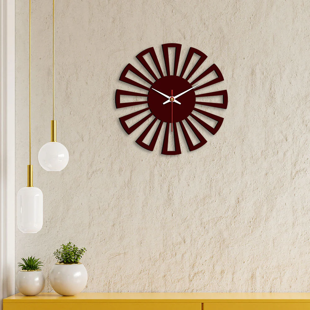 Cart Wheel Shape Designer Wooden Wall Clock - Image 3