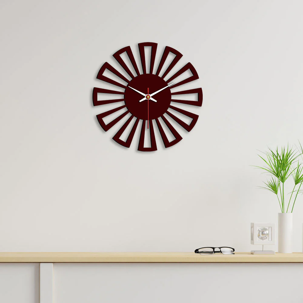 Cart Wheel Shape Designer Wooden Wall Clock - Image 4