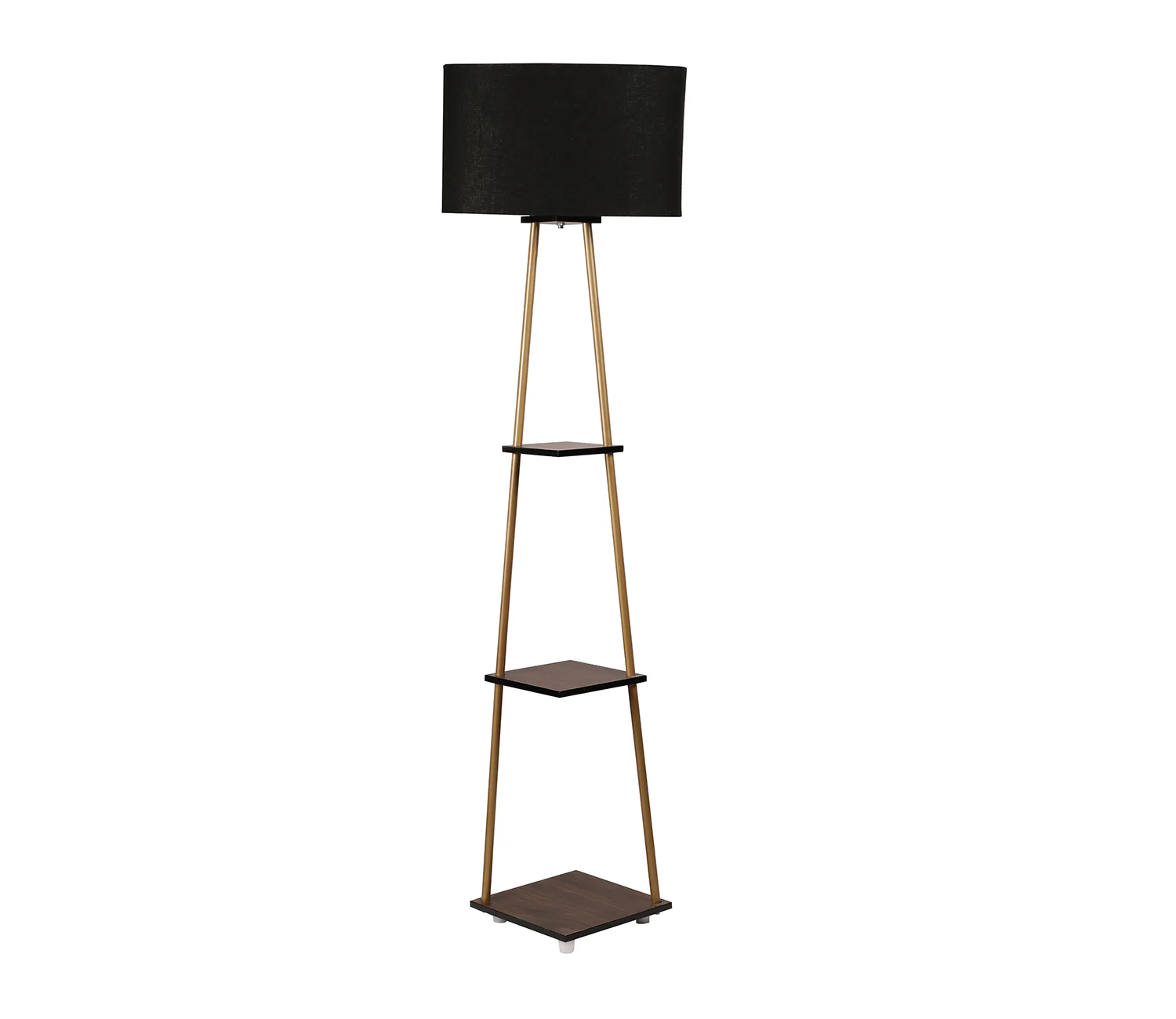 Castle 3 Tier Black Color Shelf Storage Floor Lamp with Golden Metal Legs - Image 3