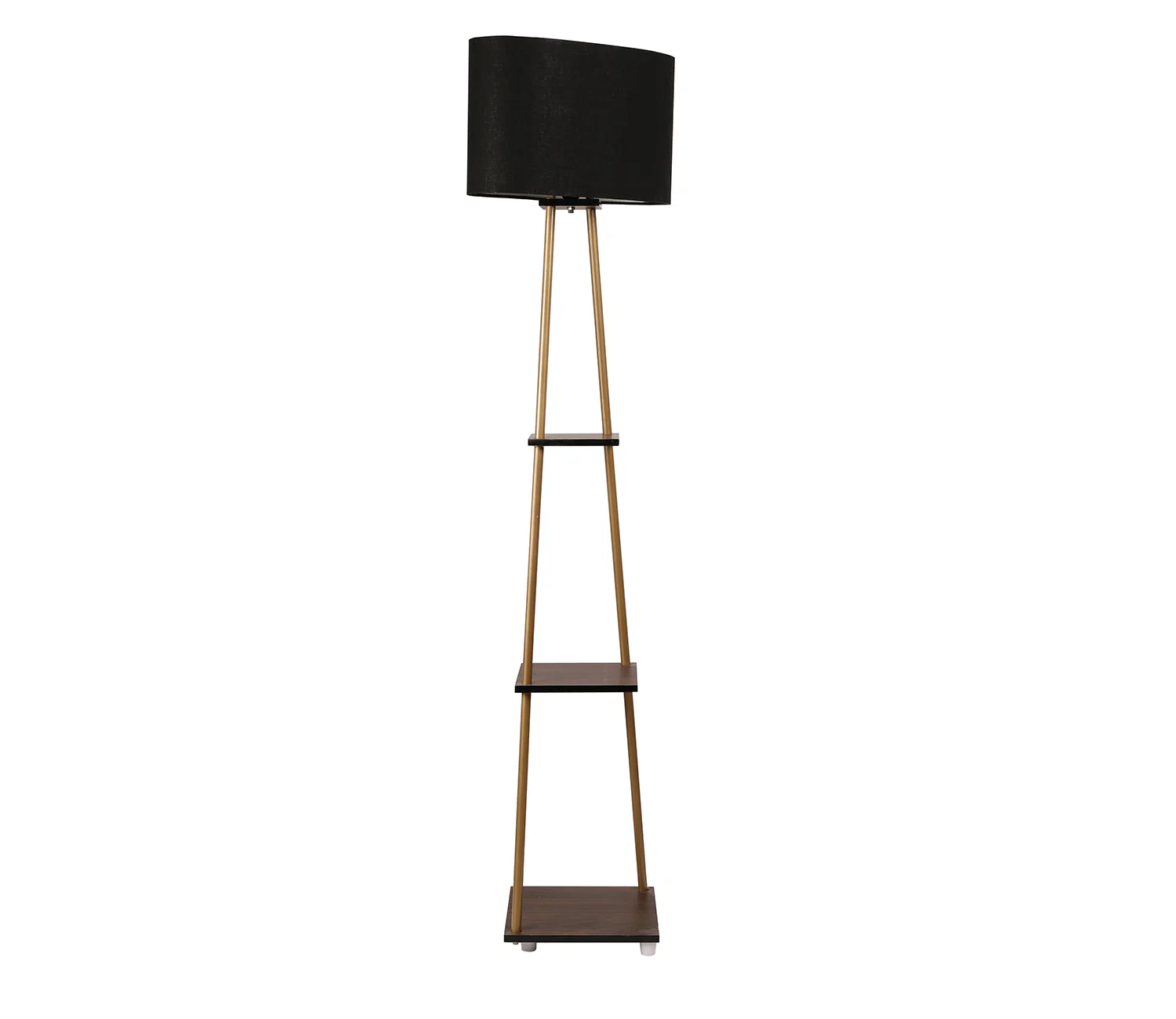 Castle 3 Tier Black Color Shelf Storage Floor Lamp with Golden Metal Legs - Image 4