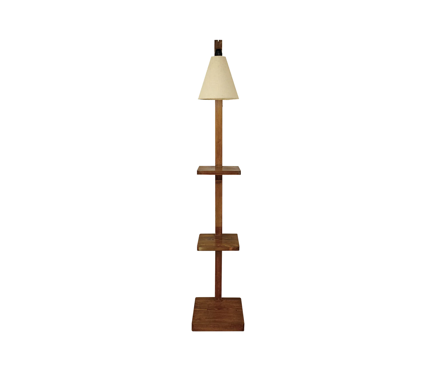 Castle 3 Tier Floor Lamp with Brown Base and Jute Fabric Lampshade - Image 8