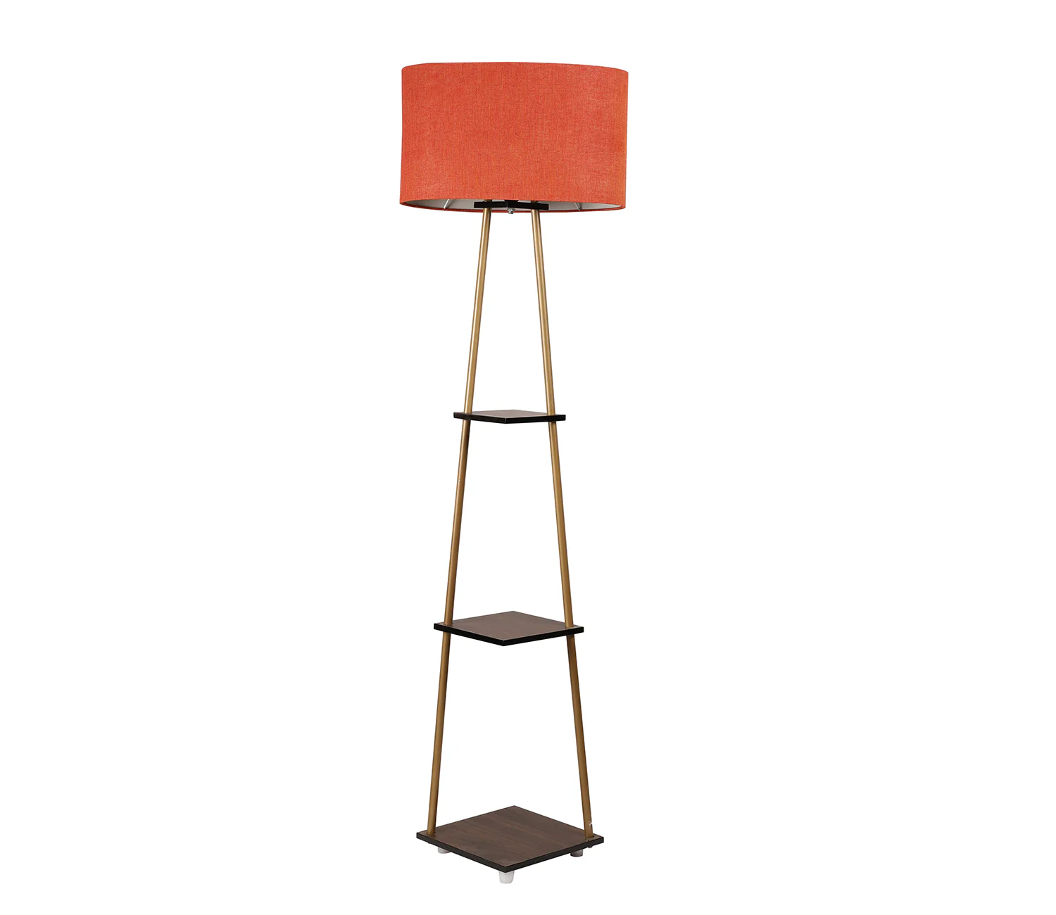Castle 3 Tier Red Color Shelf Storage Floor Lamp with Golden Metal Legs - Image 3